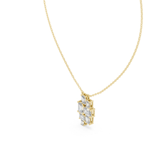 Pendentif en or blanc 14 carats avec émeraude et diamant de laboratoire pour femme |   Vêtements de mariée |   Nouveau diamant cultivé - Product Image 4