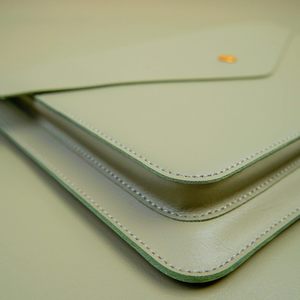 High Quality Genuine Leather Laptop Sleeve Bag Green Soft and Portable with <b>Charger</b> Pouch Space for Mouse Anti-Theft Feature - Product Image 3