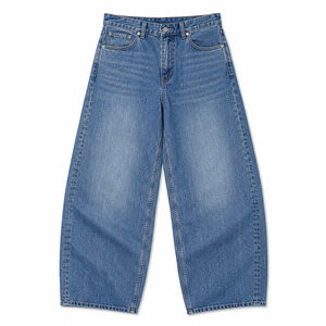 Jeans Anchos StreetFlow Dark para Hombre, Corte Holgado, Algodón, Denim, Pierna Ancha, Cintura Media, Estilo Vintage, Transpirables, Resistentes al Viento - Product Image 1