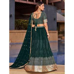 ชุดแต่งกาย lehenga choli georgette mehendi สีเขียวที่มีเสน่ห์ - Product Image 2