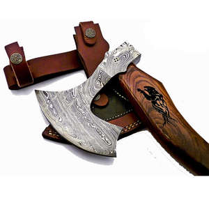 Hacha Industrial de Acero de Damasco Hecha a Mano con Espiga Plana y Mango de Madera de Palisandro, Regalo para el Día del Padre - Product Image 5