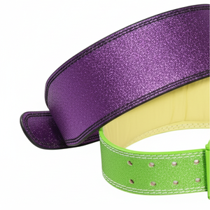 Ceinture de musculation unisexe en cuir véritable à double boucle, brillante et scintillante, pour le soutien lombaire et l'entraînement - Product Image 4