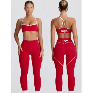 Ensembles d'entraînement complets pour femmes, avec short de yoga respirant et absorbant l'humidité, taille haute, cordon de serrage, motif lettres simple, haute qualité, personnalisable - Product Image 5