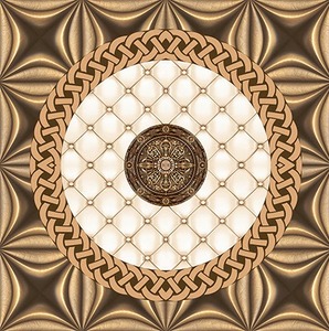 Carreaux de sol en céramique brillants 400x400mm, motif médaillon doré de luxe, série brillante, carreaux en céramique 400x400, style européen - Product Image 1