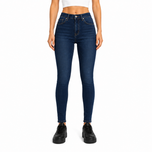 Factory Price Womens High Waist <b>Stretch</b> Skinny Jeans Slim Fit Ankle Length <b>Denim</b> Pants Plain Wholesale <b>Denim</b> Trousers Faded Wash - Product Image 1