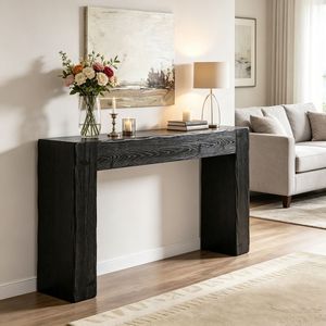 Modern Farmhouse Long <b>Console</b> <b>Table</b> Outdoor Use Solid Wood with Luxury Marble Finish <b>for</b> <b>Entry</b> Warehouse Home Apartment Hotel - Product Image 4