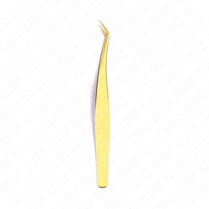 4 <b>Pc</b> Gold Stainless Steel Eyelash Tweezers <b>Set</b> with Fiber Tips Professional Precision Tools for Lash Extensions - Product Image 6