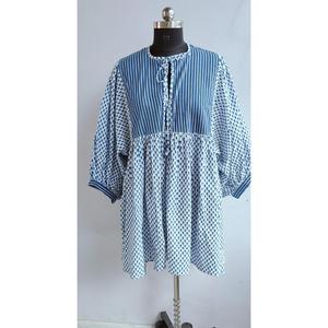 Women's <b>Loose</b> Fit Striped And Floral Print Midi <b>Dress</b> Tie Neck Puff Sleeve Casual Summer Woven Cotton Breathable <b>Dress</b> - Product Image 1