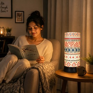 Lámpara de Mesa LED con Patrón Geométrico, Moderna, Bohemia, Tribal, Luz Nocturna Decorativa para Dormitorio, Ahorro de Energía, Luz Blanca Cálida - Product Image 3