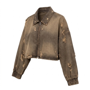 Chaqueta vaquera vintage para mujer, lavada, de manga larga, con botones frontales y cuello vuelto - Product Image 6