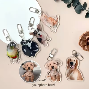 Porte-clés personnalisé en acrylique avec photo d'animal de compagnie, pendentif commémoratif découpé sur mesure pour chien, chat, oiseau, créez votre propre forme avec votre photo, MOQ 1 pièce - Product Image 1