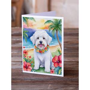Coton De Tulear Luau cartes de vœux Pack de 8 capricieux A7 taille 5x7 cartes de note vierges avec enveloppes - Product Image 2