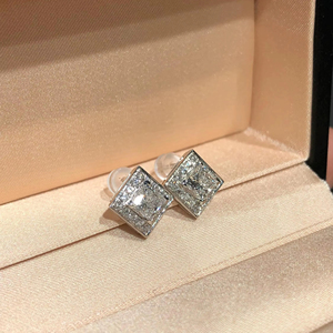 Princess Cut Lab Grown Diamond Stud <b>Earrings</b> 14K White Gold F Color Minimal Diamond <b>Earrings</b> for Women Luxury Jewelry - Product Image 1