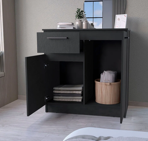 Wholesale Luxury Modern Black Wooden Storage Cabinet <b>with</b> <b>Drawer</b> Open <b>Shelves</b> and Door Multi Tier Organizer Unit for Home Decor - Product Image 3