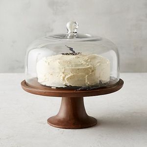 Acacia Wood Cake Stand with Glass Dome <b>Brown</b> Handcrafted Cake Display Stand Multipurpose Serving Platter with Glass - Product Image 6