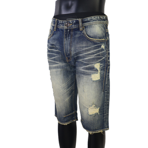 Shorts en jean déchirés et usés de haute qualité pour hommes, bleus, vente en gros - Product Image 2