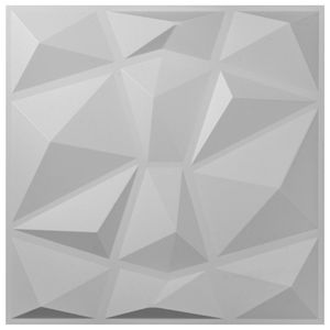 Confezione da 13 19.7x19.7 pollici bianco diamante 3D PVC pannelli ondulati per decorazione della parete interna testurizzati 3D 32 piedi quadrati - Product Image 1