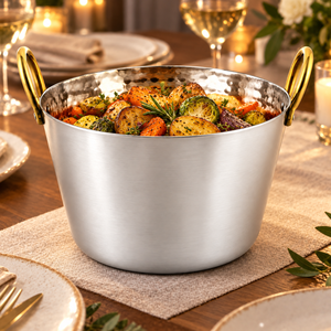 Gehämmerte Metall-Servierschale mit Goldgriffen, Hitzebeständige Dal-Curry-Schale für Zuhause und Partys - Product Image 5