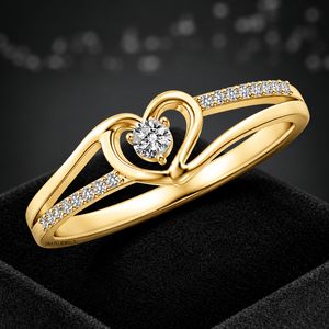 Luxury Heart Design Lab Grown Round Diamond <b>Ring</b> for Women in 10K 14K 18K Gold 925 935 Silver <b>Split</b> Shank Jewelry - Product Image 1