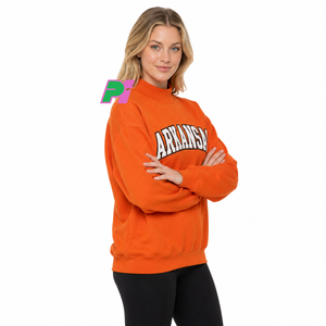 Sudadera con Cuello Alto Estilo Arkansas, Personalizada con Apliques de Letras, Bordado de Alta Calidad, Color Naranja - Product Image 4