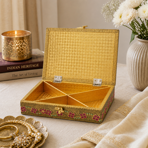 Caja de madera artesanal con forma de pavo real para frutos secos |   Caja Decorativa India para Almacenamiento y Regalos - Product Image 6