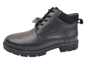 Botas Chukka de Tobillo para Hombre, de Cuero Genuino Negro, con Cordones, Punta Redonda, Suela de Goma Antideslizante, Entresuela de EVA, para Todas las Temporadas - Product Image 2
