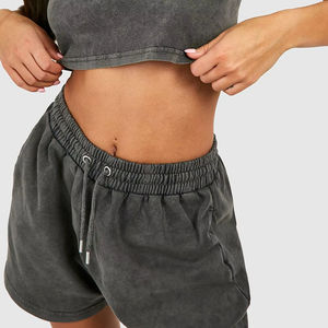 Shorts de Mujer Estilo Urbano Desgastado, Lavado Ácido, Ecológicos, de Secado Rápido, Transpirables, Personalizables, de Algodón French Terry - Product Image 3