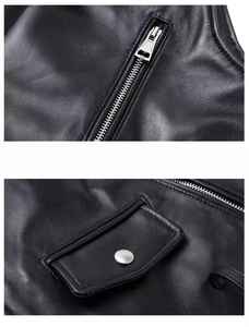 Gilet en cuir véritable 100% pour homme, style motard, vêtement décontracté, tissu tricoté, taille plus, idéal pour l'hiver - Gilet en cuir pour homme à prix bas - Product Image 4