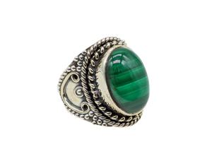 Gema de Malaquita Natural de Alta Calidad, Hecha a Mano, Plata de Ley 925, Corte Ovalado, Engaste de Bisel, Certificada por Terceros, para Boda, Mayo - Product Image 3
