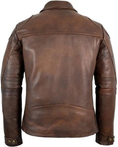 Chaqueta de Motociclista de Cuero Genuino Marrón Vintage para Hombre, Estilo Café Racer, con Múltiples Bolsillos con Cremallera y Diseño de Mangas Acolchadas - Product Image 2