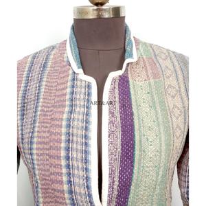 Indian Cotton Vintage Kantha <b>jacket</b> with <b>mandarin</b> <b>collar</b> and pockets button Autumn/Winter High Quality Quick Dry Plus <b>Jacket</b> - Product Image 2
