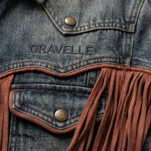Custom Vintage Blue Denim <b>Jacket</b> Brown Suede <b>Fringe</b> Western Contrast Yoke OEM ODM Manufacturer Retro Distressed Coat - Product Image 6