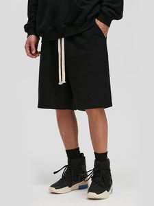 Pantalones Cortos de Felpa con Cordón Ajustable y Logotipo Personalizado para Hombre, 100% Algodón Transpirable, Cintura Media, Estilo Urbano Vintage Ecológico - Product Image 4