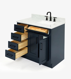 Made to Order Timothy 37 Inch <b>Bathroom</b> Vanity Cabinet Right Offset Sink Cabinet Only 4 Finish Options Factory Direct Vietnam - Product Image 4