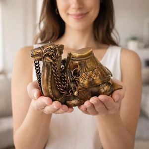 SHUBHAM Handcrafted Solid Brass Camel <b>Statue</b> with Decorative Chain Vintage Camel Figurine Animal Showpiece for Home & Office - Product Image 1
