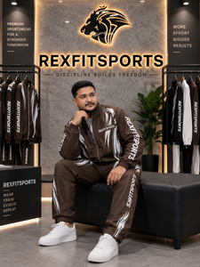 ชุดวอร์มไนลอนสีน้ำตาลสำหรับผู้ชาย REXFIT SPORTS 2026 แบบสั่งทำพิเศษ เสื้อแจ็คเก็ตซิปเต็มน้ำหนักเบาและกางเกงขายาว ชุดออกกำลังกาย วิ่ง เทรนนิ่ง - Product Image 5