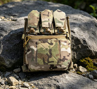 Pochette tactique extensible à fermeture éclair pour panneau arrière, accessoire de gilet MOLLE avec triple porte-chargeur, sac de rangement polyvalent