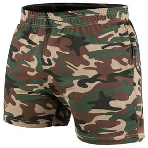 <b>Men's</b> Camouflage Cotton <b>Shorts</b> <b>Elastic</b> <b>Waist</b> Casual Style Breathable Fabric Mid Rise Printed Pattern - Product Image 1