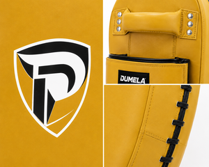 Cible de frappe Dumela en cuir jaune, durable, respirante et écologique pour l'entraînement de kickboxing et de boxe - Product Image 2