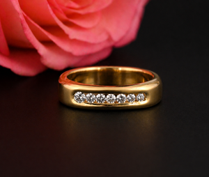Channel Set Diamond Band <b>Ring</b> 0.20 Ct Natural Diamonds Minimal Wedding <b>Ring</b> Gold Band Stackable Anniversary Jewelry Gift - Product Image 1