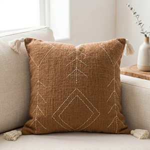 Funda de cojín decorativa con diseño de diamantes y bordado geométrico, estilo contemporáneo para la sala de estar. - Product Image 3