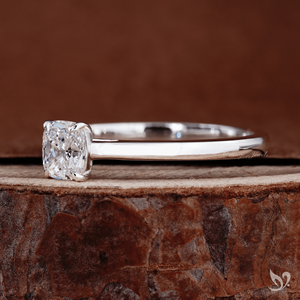 Minimal Elongated Cushion Diamond 0.50 CT Lab Grown Solitaire Engagement <b>Ring</b> IGI Certified 10k White Gold Luxury <b>Thin</b> Band - Product Image 2