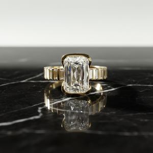 Anillo de Boda de Lujo con Incrustaciones de Diamantes de Corte Esmeralda de 4 Quilates, Chapado en Oro de 14K y Platino, Certificado IGI VS-VVS, para Unisex - Product Image 4