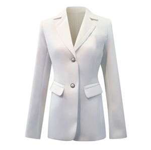 Blazer unisexe élégant blanc de qualité supérieure, coupe classique, à un bouton, veste de costume d'affaires, pour femme de bureau, mode formelle, fermeture éclair, grandes tailles - Product Image 1