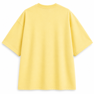 T-shirt décontracté en coton pour homme, coupe ample, col rond, manches courtes, couleur unie, jaune, tricoté en jersey, teint uni - Product Image 2