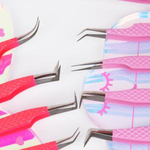 Black Silver Grip Eyelash Tweezers <b>Pink</b> <b>Box</b> Packing Isolation Private Label Fiber Tip Volume Lash Tweezers for sale - Product Image 5