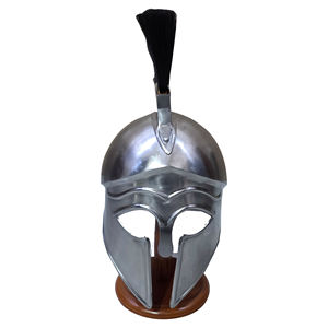 Casco Espartano Griego Medieval con Pluma Negra, Acero Suave, Hecho a Mano, Armadura de Guerrero, Disfraz de Cosplay para Adultos, Casco Usable - Product Image 1