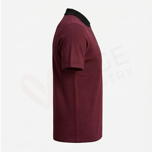 Polo de Punto de Manga Corta Color Borgoña para Hombre, con Cierre, Diseño Sólido Informal, Corte Regular - Product Image 3
