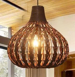 Lampe suspendue en rotin tressé, style rustique, pour salon, cuisine, bureau, couloir, bistrot - Product Image 5