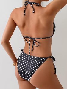 Fashion 2 Piece Drawstring Triangle <b>Bikini</b> Set Women's Swimwear Beachwear Custom Logo Printed Swimsuit Breathable Quick Dry - Product Image 2
